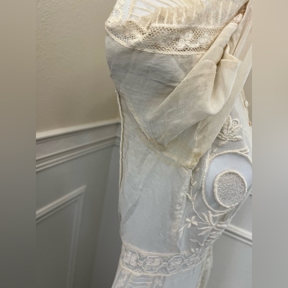 Antique Edwardian Embroidered Lace Tea Dress – 1900s Heirloom Bridal Gown - Picture 9 of 14
